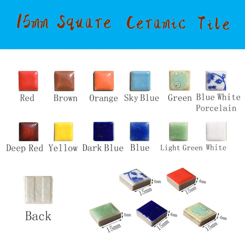 200g Square Building Renovation Ceramic Tiles Mosaic Tiles, Bulk Ceramic Pieces Crafts Making Supplies for Home Wall Outdoor Floor Vase Tabletop D...
