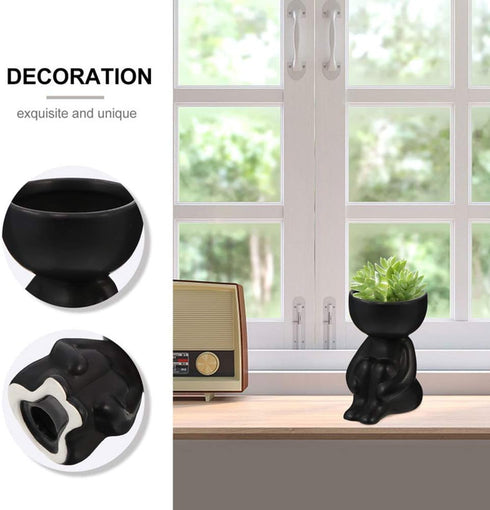 Succulent Planters, Handicraft Creative Flower Decoration Ornaments, Cute Ceramic Flower Succulent Pot with Drainage, Suitable for Flower Shops, H...