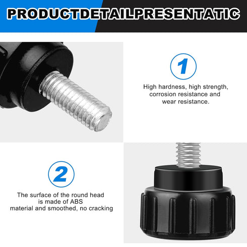10 PCS M4 Thumb Screws, M4 X 10mm Screws, Monitor Mount Screws Knurled Thumbscrews with Carbon Steel Thread, Mechanical Door Fastening Elements, C...