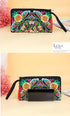Floral Embroidered Boho Wristlet Women Girls Evening Clutch Bags Handbags Handmade Beach Bag With Lanyard...
