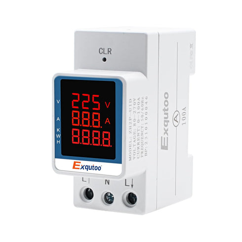 Digital Display Energy Meter - AC Rail-Mounted Meter Electricity Usage Monitor for Voltage, Current, and Energy Consumption Measurement - GT2P-UID...