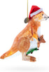 Santa Kangaroo Mom Carrying Baby in Pouch Blown Glass Christmas Ornament...