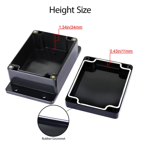 Junction Box IP65 Waterproof Dustproof ABS Plastic Universal Electric Project Enclosure with Fixed Ear Black 4.5x3.5x2.2 inch (2pc)...