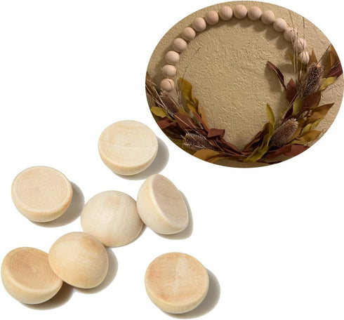 100 PCS 15 mm Split Wood Balls, Small Natural Unfinished Half Round Wooden Beads for Kids Craft...