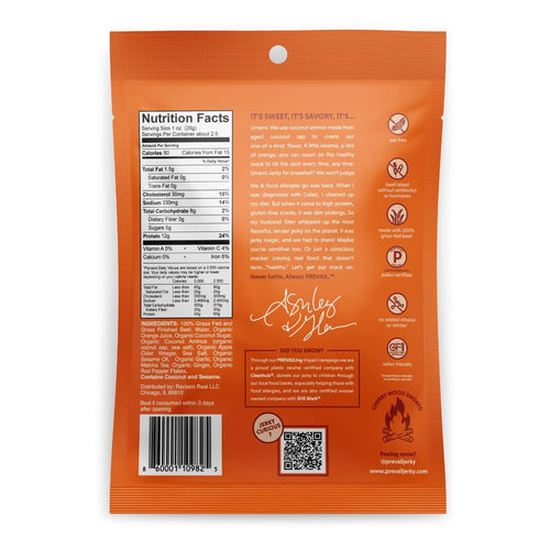 PREVAIL Umami Grass-Fed Beef Jerky | SOY FREE | 100% Grass-Fed | Gluten Free Snacks | High Protein Snacks | Free of Preservatives | No GMO's | Pac...