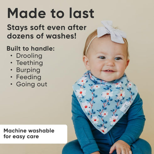 Copper Pearl 4 Pack Soft Cotton Baby Bibs for Drooling and Teething, Absorbent Drool Bibs for Baby Girl and Boy, Adjustable to Fit Newborns to Tod...