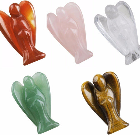 Rockcloud Healing Crystal Gemstone Carved Pocket Guardian Angel Figurines 1.5 inch...