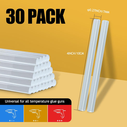 Krightlink 30 Mini Hot Glue Sticks, 4" and 0.27 Hot Melt Glue Sticks Diameter Compatible with Most Mini Glue Guns for DIY Craft Projects, Scrapboo...