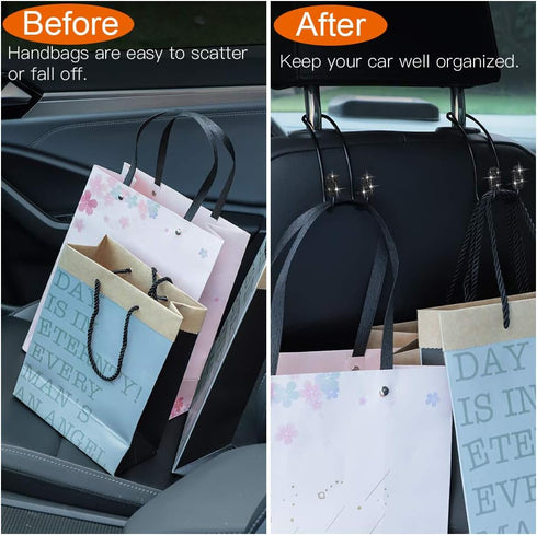 OTOSTAR 2 Pack Car Headrest Hooks Bling Handmade Crystal Multifunctional Car Back Seat Headrest Hangers Strong and Durable Auto Hooks Organizer Un...