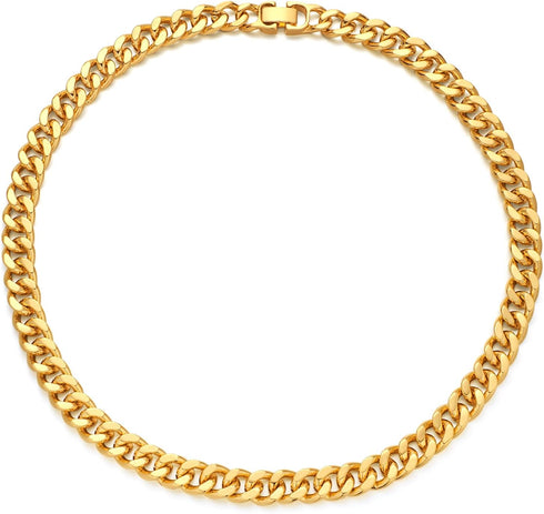 WOWORAMA Two Tone Gold Silver Cuban Link Chain Necklace Choker Unisex Chunky Chain Choker Necklace for Women Men, 18"...