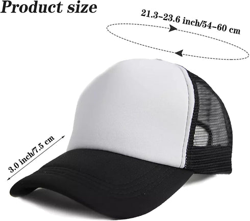 5 Pack Sublimation Blank Baseball Cap Polyester Mesh Trucker Hat Adult...