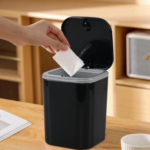 Mini Trash Can, Small Trash Can, 0.5 Gallon Mini Wastebasket Container Bin for Desk, Countertop- Black...