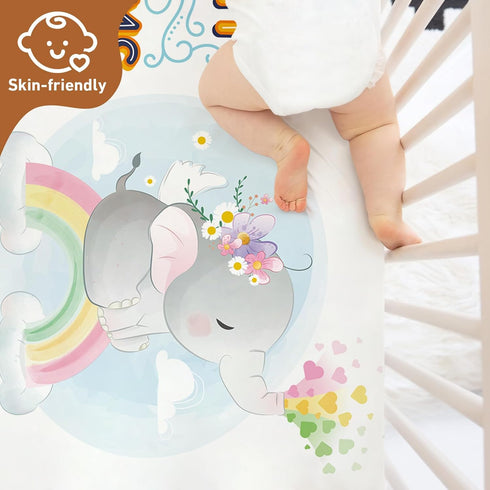 2 Pieces Adorable Elephant Crib Sheet for Boys Girls: Soft Baby Bedding Fitted Sheet for Neutral Nursery - Newborn Gifts Standard Crib Sheets with...