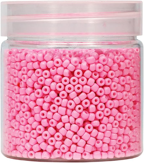Pink Color 3mm Seed Beads About 4000pcs/110gms in Box 8/0 Glass Seed Beads for Jewelry Makings (Pink -Size 3mm)...