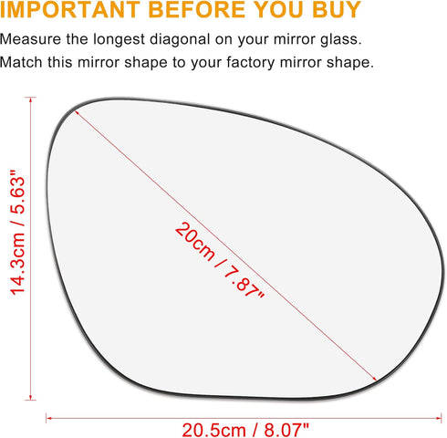 X AUTOHAUX Car Rearview Mirror Glass Replacement with Backing Plate Heated Right Passenger Side for Nissan Cube Juke...