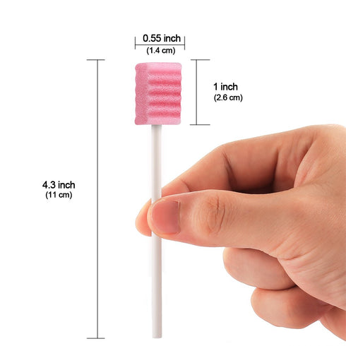 (100 Pack) Disposable Oral Swabs, Sterile Dental Sponge Swabsticks Unflavored for Mouth & Gum Cleaning - Sponge and Paper rod....