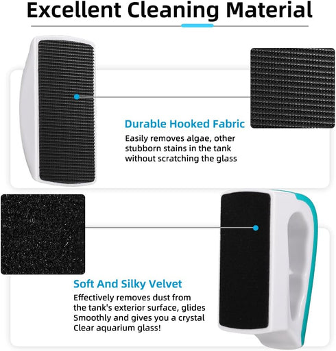 2 Pieces Aquarium Magnetic Brush Glass Fish Tank Algae Scrapers Glass Cleaner Floating Scrubber Aquarium Clean Brush (Size S)...