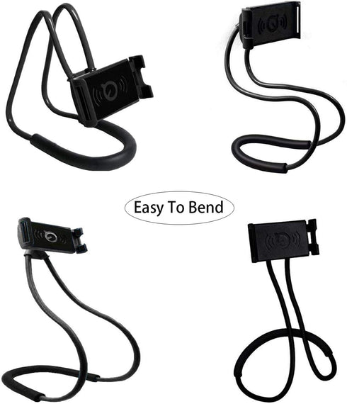 Cell Phone Stand Hanging on Neck Upgraded, Hands-Free Mobile Phone Holder Clip on Bed/Table 360° Rotation iPhone Tablet Mount Bracket, 27.6''/70 c...