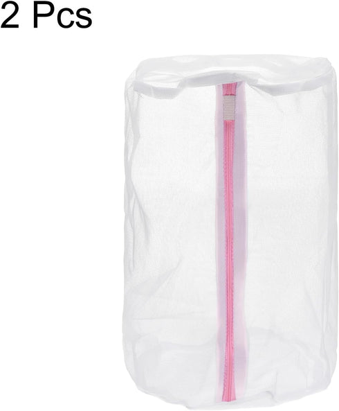 uxcell 2Pcs Shoes Washing Bag, 8.7 x 13 Inch Cylinder Fine Mesh Laundry Bags for Washing Machine Wash Sneakers, Slippers, Delicate, Underwear, Whi...