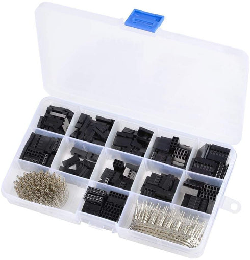 Mesee 620 Pieces Dupont Crimp Pin Connector Assortment Kit 2.54mm Pitch JST SM 1 2 3 4 5 6 Pin Single/Double Row Housing Socket Dupont Male Female...
