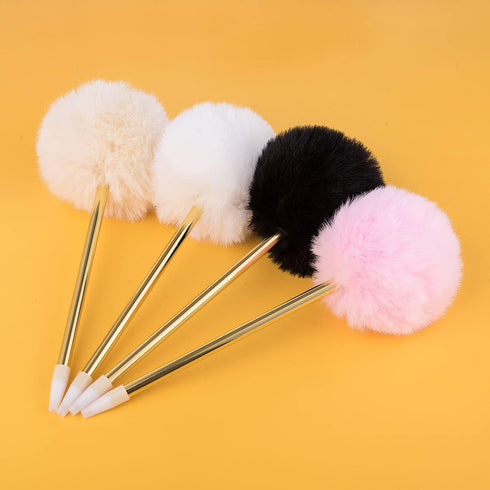 8 Pack Pompom Gift Plush Pen Gold Color Ballpoint Pen for Wedding,Office and Party...