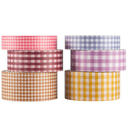 YUBBAEX 6 Rolls Plaid Washi Tape Set Basic Grid Masking Decorative Tapes for Arts, DIY Crafts, Journals, Planners, Scrapbooking, Wrapping (Basic P...