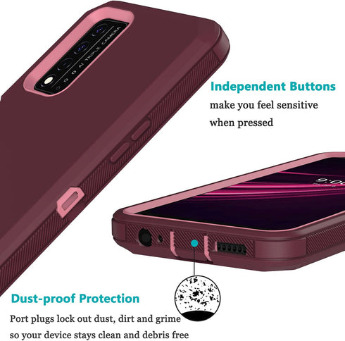 Annymall for T-Mobile Revvl V Plus 5G Case, Full Body Heavy Duty Shockproof Triple Layer with Built in Screen Protector Durable Rugged Protective ...