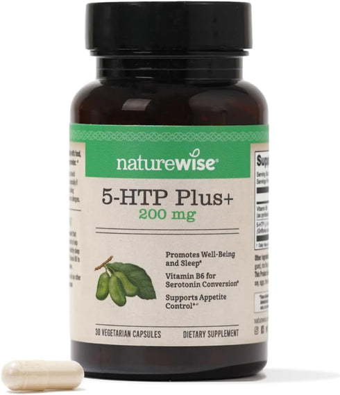 NatureWise 5-HTP 200mg, Vegan 5 HTP Plus Supplement from Griffonia Seeds with Cofactor Vitamin B6 - Mood Support Supplement & Natural Sleep Aid fo...