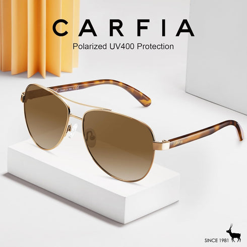 CARFIA Polarized Sunglasses for Women UV Protection Acetate Arms Metal Frame Woman's Shades CA3216...