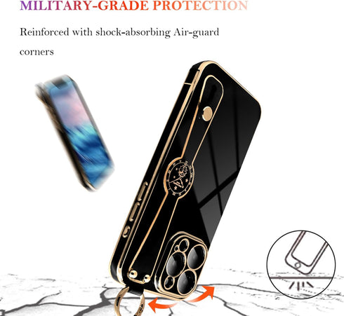 for iPhone 15 Plus Girls Bling Case - Cute Watch Partten Soft Back Cases Covers Wristband Kickstand Raised Camera Protection Bumper Silicone Shock...