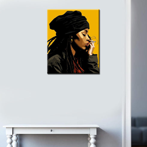 Tucocoo Fashion Black Girl Wearing a Hat Paint by Bumbers for Adults Gorgeous African American DIY Paint by Numbers Acrylic Paint Canvas Girls Roo...