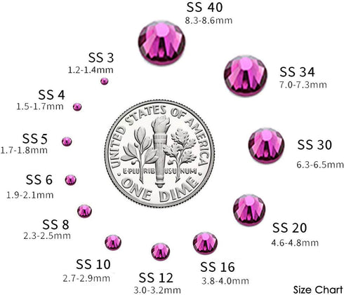 Glue Fix Crystal Flatback Rhinestones Glass Diamantes Gems for Crafting Nail Art Crafts Decorations Clothes Shoes 4.8mm (ss20 1440pcs, Fuchsia)...