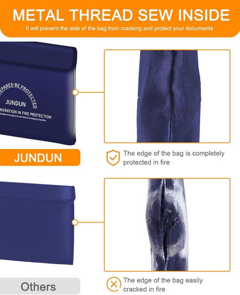 Fireproof Document Bag with 5200? Heat Insulated,14.0”x10.4” Waterproof and Fireproof Money Bag,8 Layers Thickened Fire Safe Storage Bag Pouch wit...