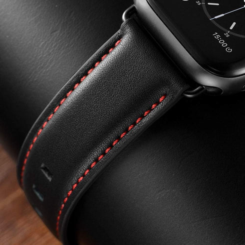 Leather Band Compatible with Apple Watch 10 46mm Ultra2 49mm 45mm 44mm 42mm Mens Women Vintage Leather Strap XL Dressy Black Bands for iWatch Ultr...