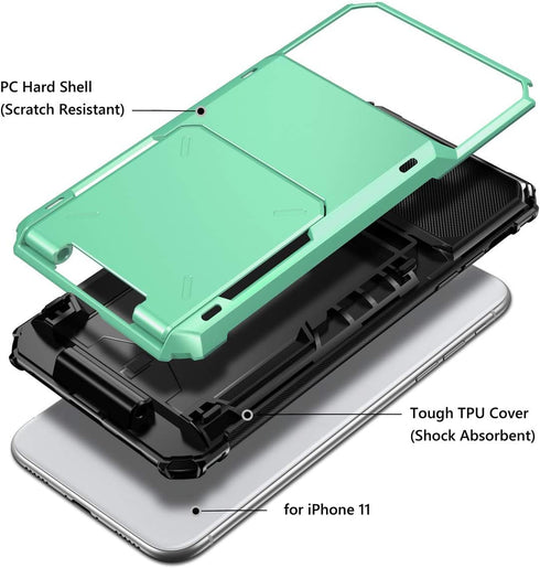 Vofolen Case for iPhone 11 Case Wallet 4-Card Holder ID Slot Flip Door Hidden Pocket Anti-Scratch Dual Layer Hybrid TPU Bumper Armor Protective Ha...