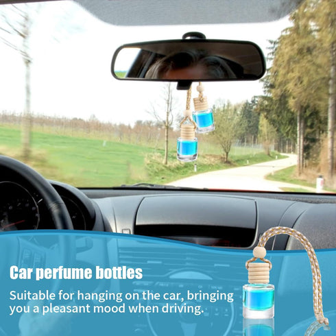 5PCS 8ml Hanging Car Air Freshener, Car Essential Oil Diffuser Bottle Pendant Glass Perfume Bottle Aromatherapy Perfume Bottle Car Decoration, Int...