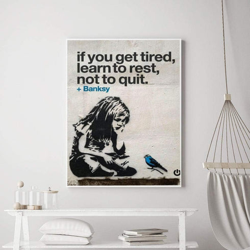 BANKSY Graffiti Wall Art “If You Get Tired Learn to Rest Not to Quit” Street Art Prints Girl Poster Modular Wall Art Canvas Paintings Pictures Hom...