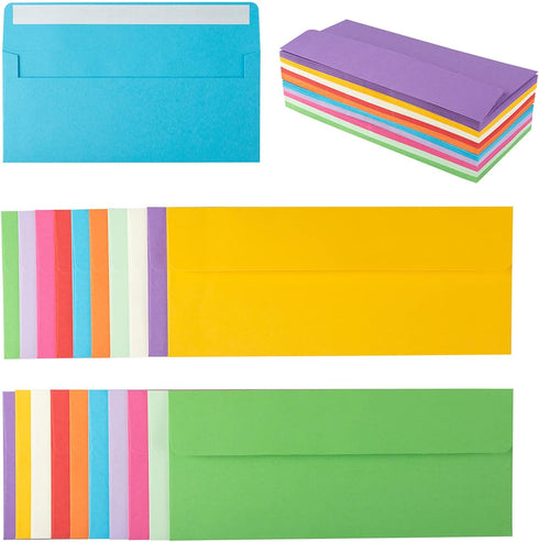 50 Pack Colorful #10 Business Envelopes Self Seal Standard Envelopes for Office Checks, Business, Letter Mailing Invoices, 4.13 x 9.49 Inches...