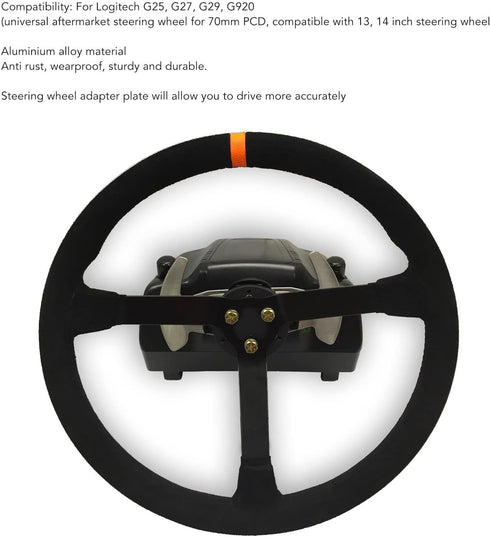 Steering Wheel Adapter Plate for Logitech G25 G27 G29 G920, 70mm Aluminum Alloy Adapter for 13 14in Wheels...