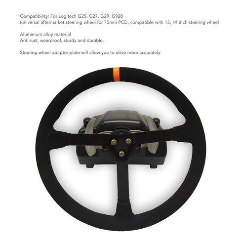 Tbest 70mm Steering Wheel Adapter Plate,Aluminium Alloy Steering Wheel Hub Adapter Replacement For G25, G27, G29, G920 Car Accessory...