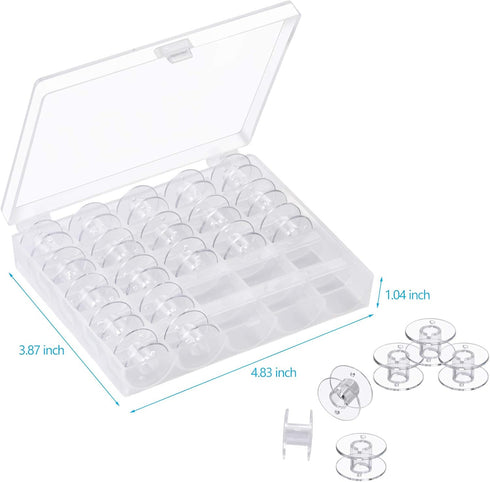Eoehro 25 Pcs Bobbins for Sewing Machine, Sa156 Bobbins, Bobbins Class 15, Sewing Accessories, Plastic Bobbin with Case(1 Box)...