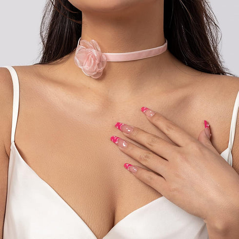 Vintage Flower Lace Velvet Choker Necklace Lolita Sexy Rose Lace Collar Neck Chain Bridal Wedding Party Neck Jewelry for Women and Girls...
