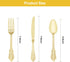 75PCS Gold Plastic Silverware for 25 Guests, Heavy Duty Gold Disposable Utensils Sets, Includes 25 Forks, 25 Spoons, 25 Knives, Elegant Cutlery Pe...
