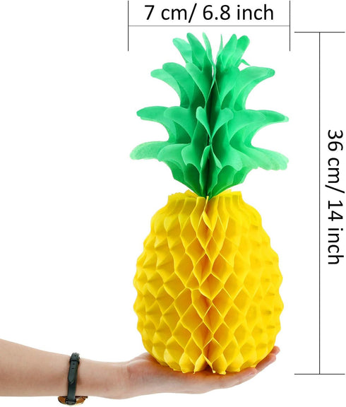 Blulu 6 Pieces 14 Inch Pineapple Honeycomb Centerpieces Tissue Paper Pineapple Table Hanging Decorations for Tropical Luau Hawaiian Jungle Party S...