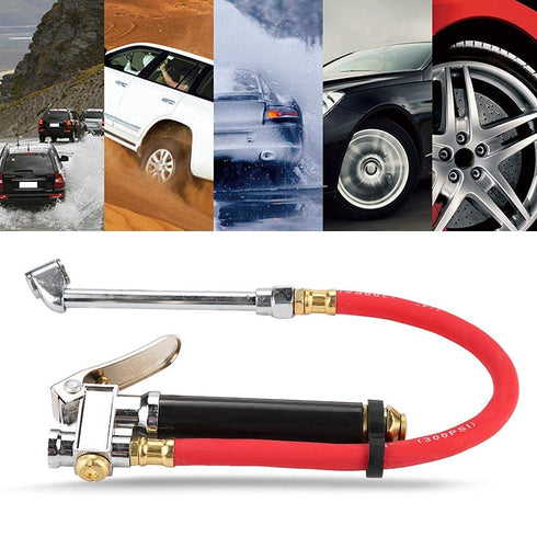 Air Compressor Hose Tool Kit Handheld Car Air Tire Pressure Filler Fill Inflator Gauge Dual Chuck...