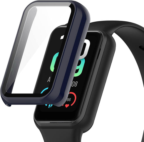Case Compatible for Amazfit Band 7 Frame PC Protective Cover with Tempered Glass Film for Amazfit Band 7 Smartwatch Screen Protectors Accessories ...