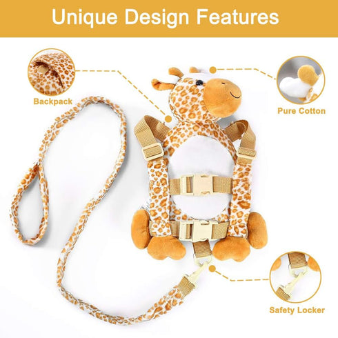 2 in 1 Monkey Toddler Safety Harness Backpack Children's Walking Leash Strap (giraffe)...