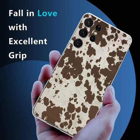 Cow Print Samsung Galaxy S22 Ultra Case, Western Cowhide Print iPhone Case for Men Women Cowgirl Cowboy Gifts Cool Moo Farm Animal Country Retro C...