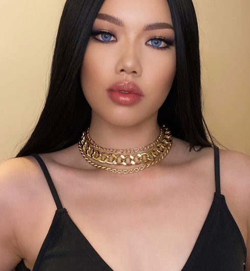 3Pcs Punk Cuban Link Chain Choker Necklace Twist Rope Necklace Chunky Figaro Chain Prom Party Festival Jewelry for Women and Girls...