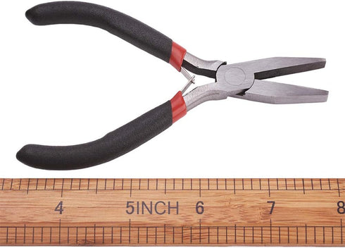 Beadthoven 1Set Flat Nose Pliers 5 Inch Smooth Jaw Pliers for Jewelry Making Wire Rapping Bending Gunmetal...